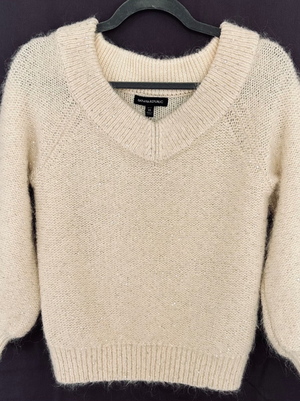 NWOT Women's BANANA REPUBLIC Sequin Alpaca-Sweater XS Petite
